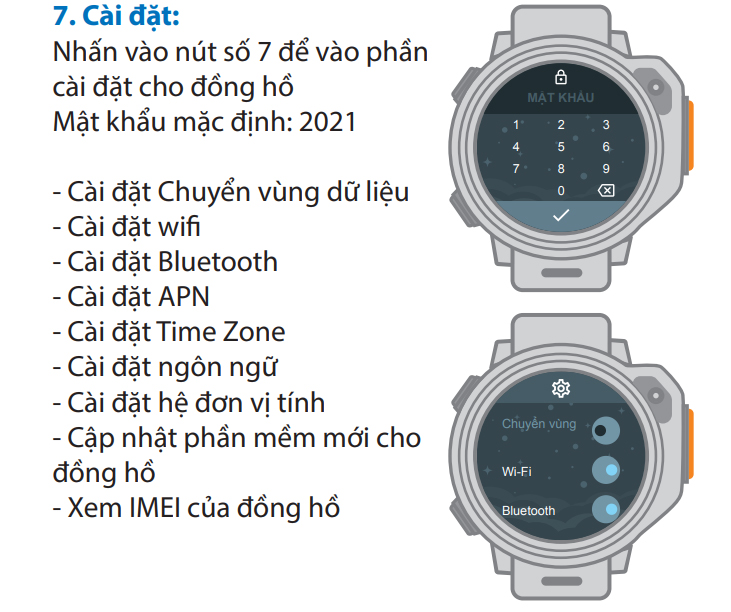 Phần cài đặt cho đồng hồ định vị