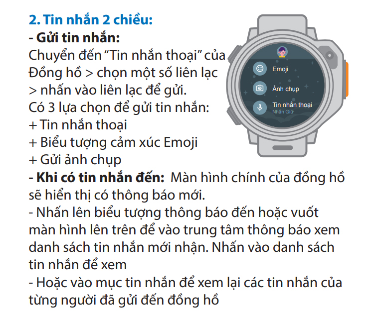 Đồng hồ gửi tin nhắn 2 chiều