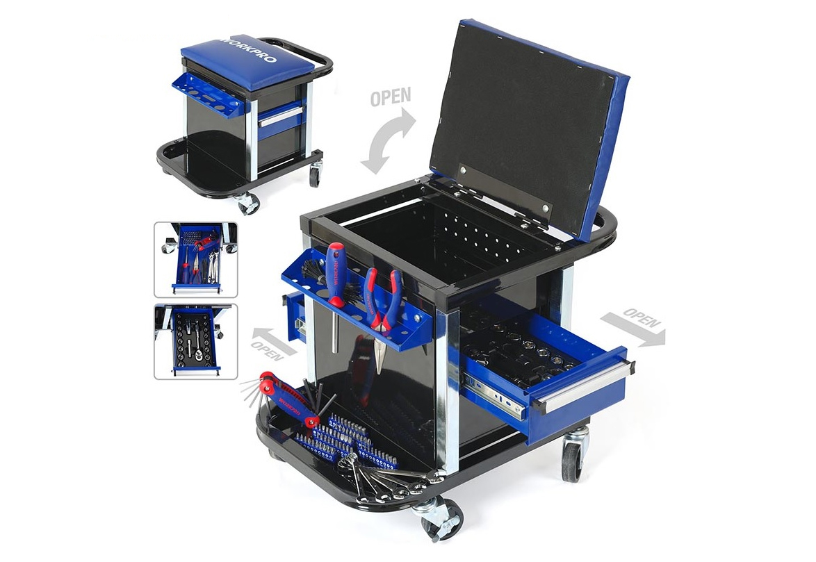 Xe đẩy dụng cụ có ghế Workpro W009039