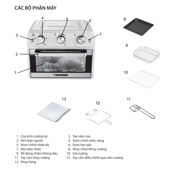 Lò chiên nướng không dầu Tiross TS9605