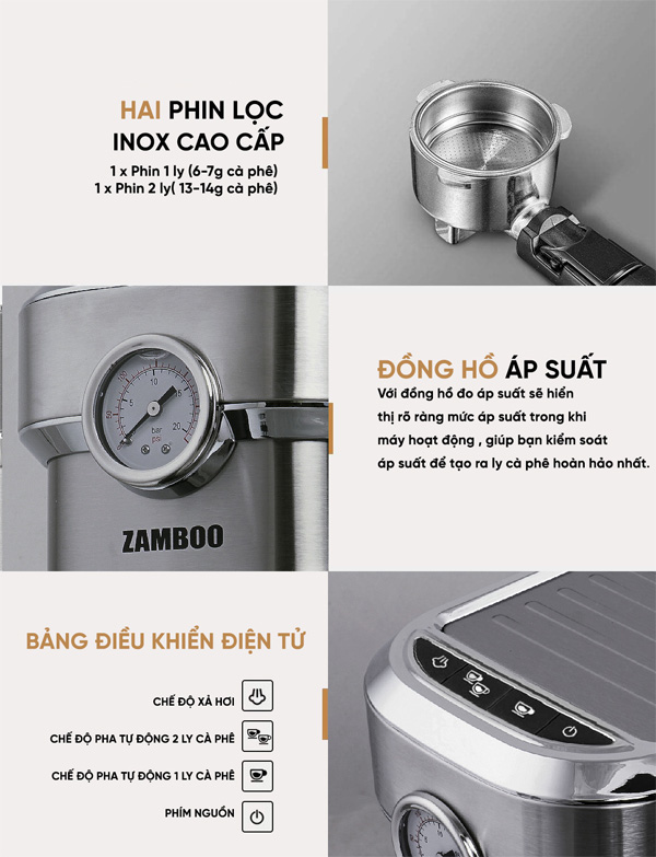 Máy pha cà phê tự động Zamboo ZB-95AT