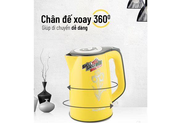 Ấm siêu tốc 2 lớp Nagakawa NAG0310 (1.8 Lít)