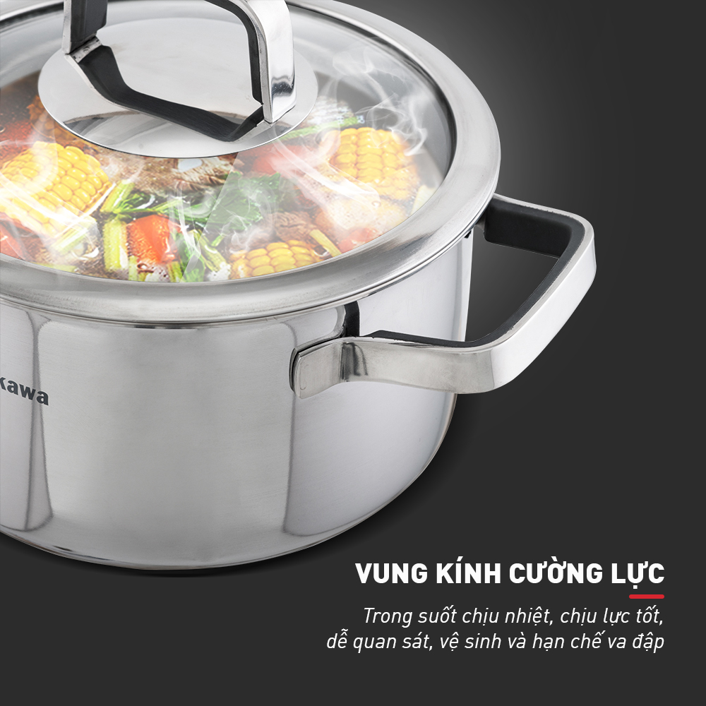 Vung kính cường lực có viền inox