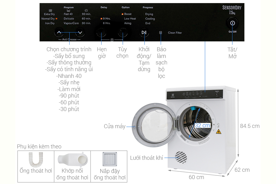 Máy sấy quần áo Electrolux  