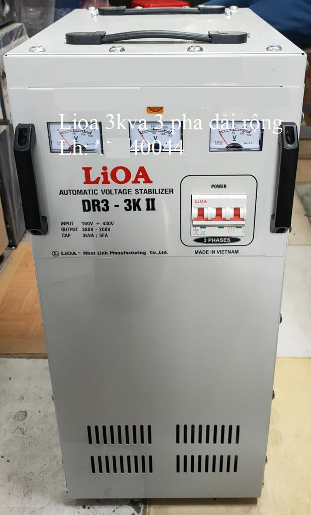 Ổn áp 3 pha khô 3KVA Lioa DR3-3KII (Dải điện áp đầu vào 160V - 430V)