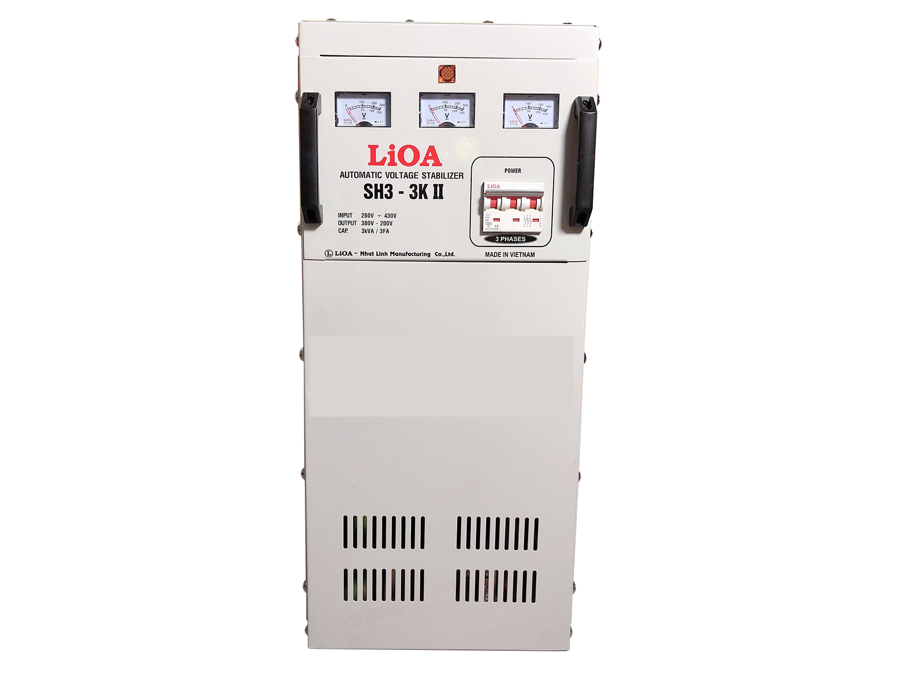 Ổn áp 3 pha khô 3KVA Lioa SH3-3KII (Dải điện áp đầu vào 260V - 430V)