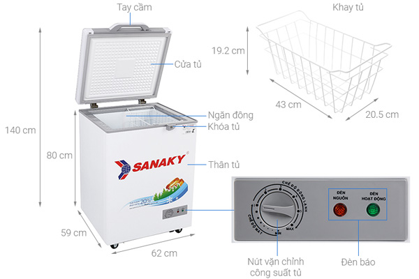 Tủ đông Sanaky 100 lít VH-1599HYK 