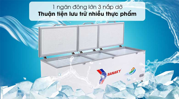 Tủ đông VH-1199HY3 có một ngăn ba cánh mở tiện lợi