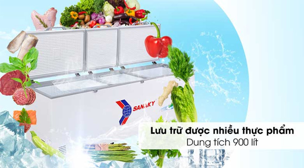 Tủ đông Inverter Sanaky VH-1199HY3 có dung tích cực lớn