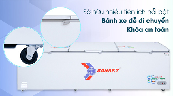 Tủ đông Sanaky có bánh xe dễ di chuyển