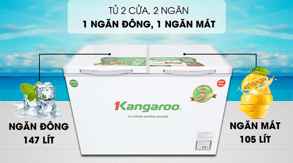Tủ đông kháng khuẩn 2 ngăn 400 lít Kangaroo KG400NC2