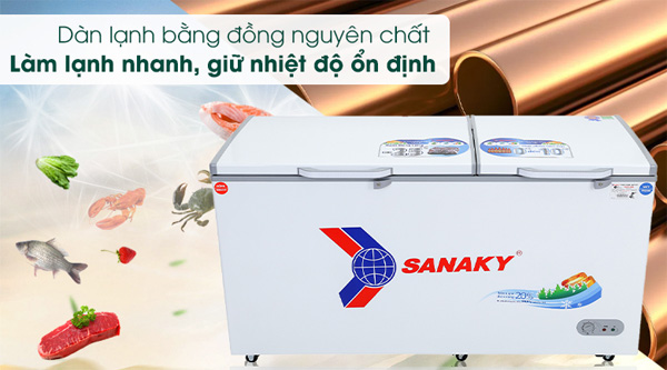 Tủ đông Sanaky 485 lít VH-6699W1 sử dụng dàn lạnh bằng đồng