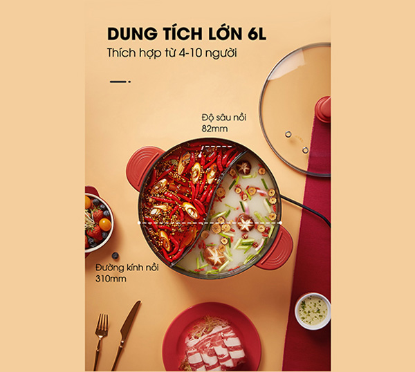 Nồi lẩu uyên ương Bear SUBE006