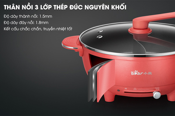 Nồi lẩu uyên ương Bear SUBE006