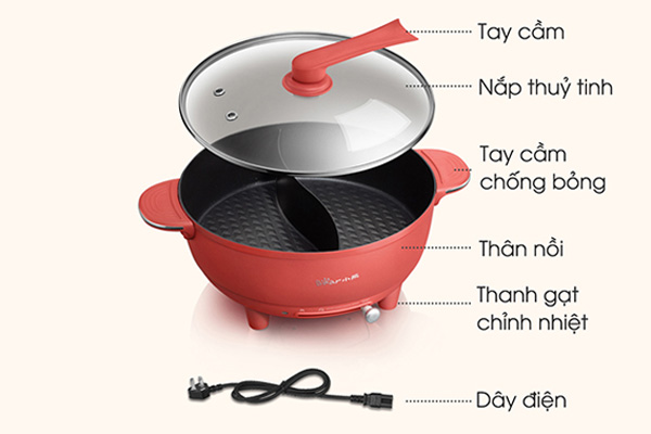 Nồi lẩu uyên ương Bear SUBE006