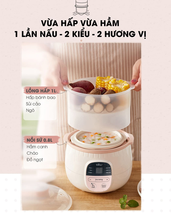 Nồi nấu chậm 0,8L Bear SUBE001