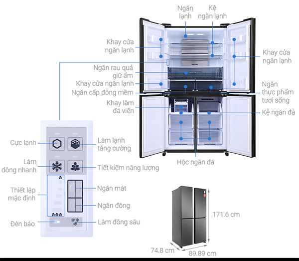 Tủ lạnh Sharp Inverter 525 lít SJ-FX600V-SL Mới 2021