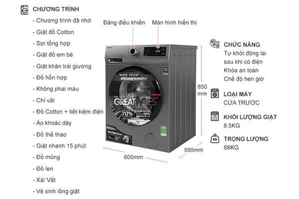 Cấu tạo của máy giặt Toshiba TW-BK95S3V(SK)