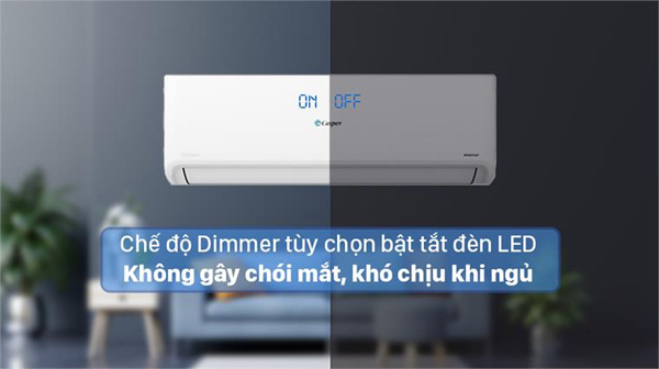 Chế độ Dimmer trên điều hòa Casper 1 chiều Inverter 24.000BTU GC-24IS32 giúp bạn có thể bật tắt đèn LED theo ý muốn