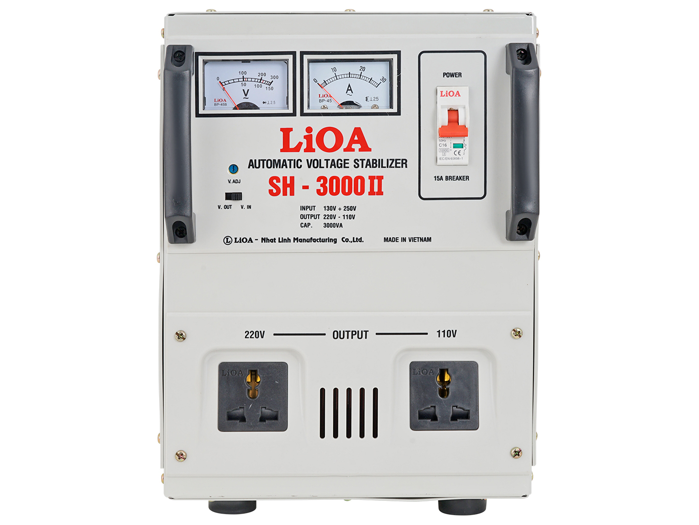 Ổn áp 1 pha Lioa 3KVA SH 3000II (dải điện áp đầu vào 130V - 250V)