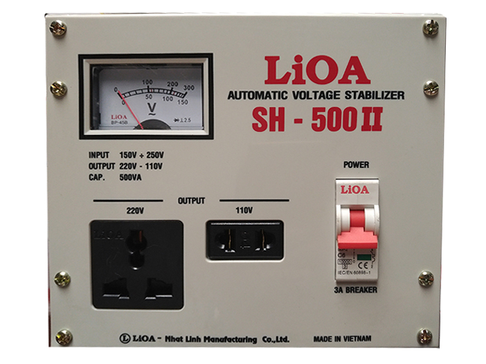 Ổn áp 1 pha Lioa 500VA SH 500II (Dải điện áp đầu vào 150V - 250V)