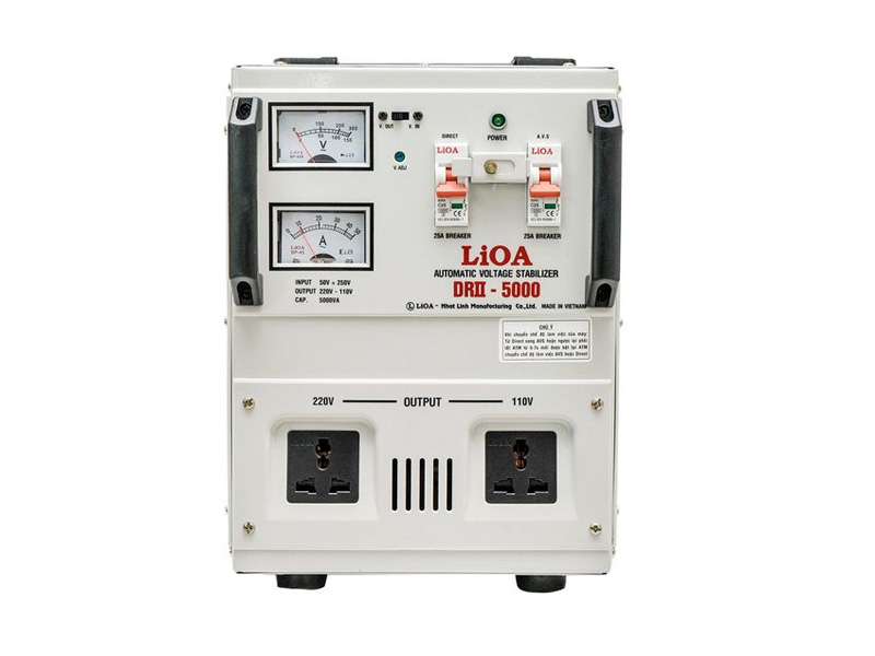 Ổn áp 1 pha Lioa 5KVA DRII 5000II (Dải điện áp đầu vào 130V - 250V)