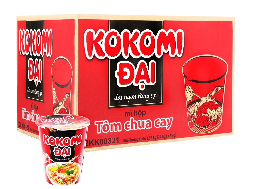 Mì tôm Kokomi đại tôm chua cay (24 hộp x 65g)