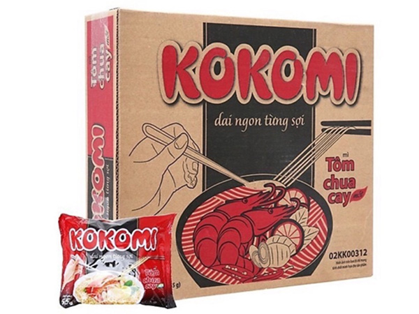 Hình ảnh thùng 100 gói Kokomi tôm chua cay (65gr/gói)