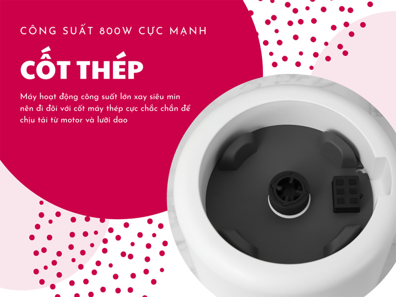Động cơ hoạt động mạnh mẽ với 800W