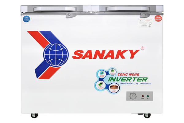 Tủ đông 2 ngăn đông và mát inverter Sanaky VH-2899W4K (220 lít, nắp kính xám)