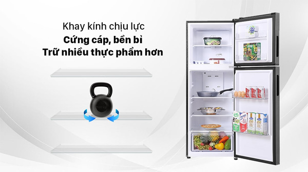 Tủ lạnh Aqua AQR-T239FA (HB) có khay kính chịu lực