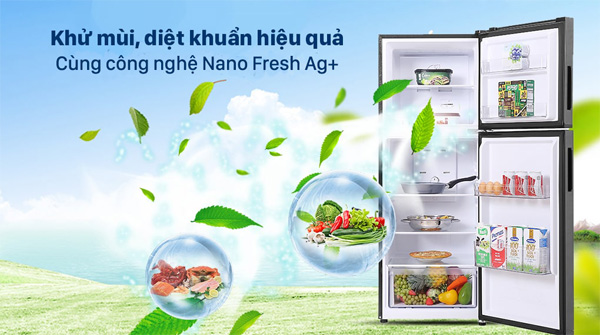  tủ lạnh Inverter AQUA 212 lít AQR T239FA HB sử dụng công nghệ Nano Fresh Ag+ 