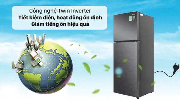 Tủ lạnh AQUA T239FA còn được trang bị máy nén công nghệ Twin Inverter