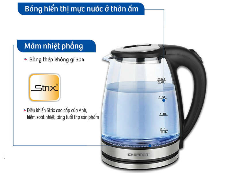 Mâm nhiệt hoạt động là 1.500W