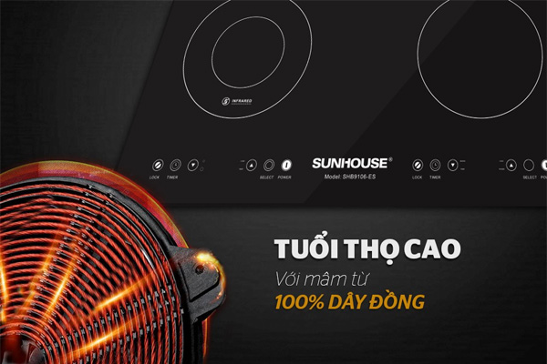 Bếp đôi điện từ hồng ngoại Sunhouse SHB9106-ES