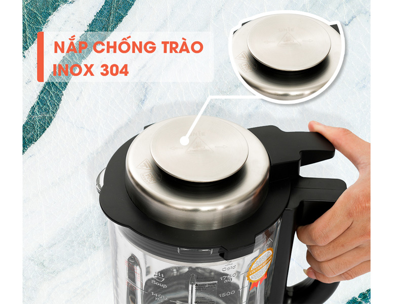 Nắp bằng inox 304 của máy làm sữa hạt Unie V8S