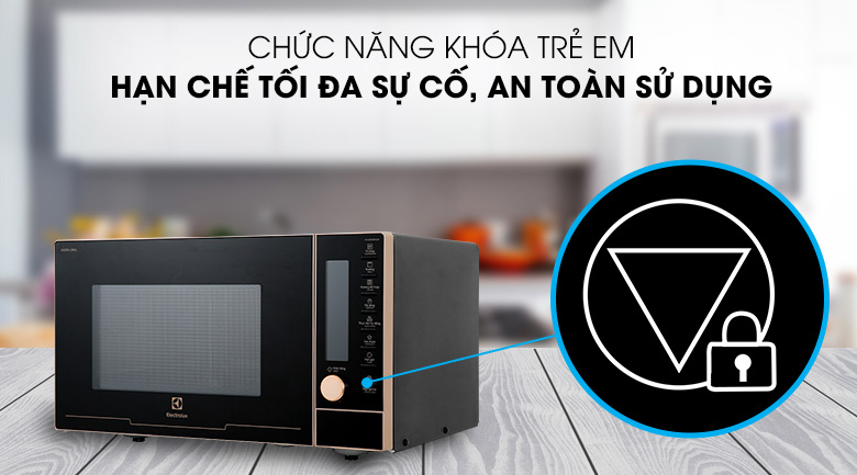 Lò vi sóng Electrolux EMG25D89GGP có tính năng khóa trẻ em an toàn