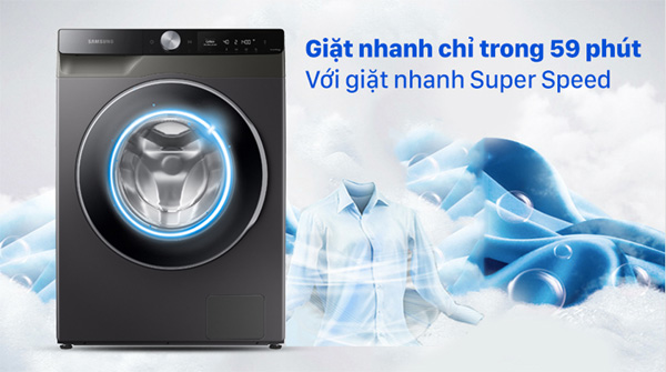 Máy giặt cửa ngang Samsung WW10T634DLX/SV có chế độ giặt siêu nhanh