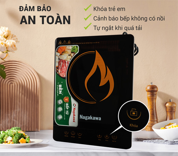 bếp từ cảm ứng Nagakawa NAG0704 có nhiều tính năng an toàn