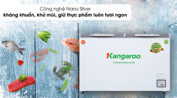 Tủ đông Kangaroo 327 lít KG498KX2 ứng dụng công nghệ kháng khuẩn, khử mùi Nano Silver