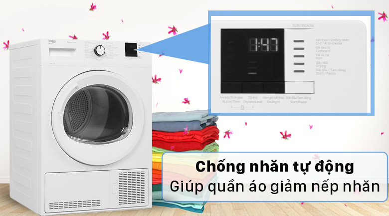 Công nghệ chống nhăn, bảo vệ quần áo trên máy sấy Beko DU8133GA0W 