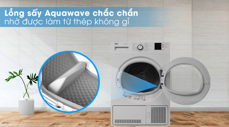 máy sấy Beko DU8133GA0W  sử dụng lồng sấy bằng thép không gỉ, độ bền cao