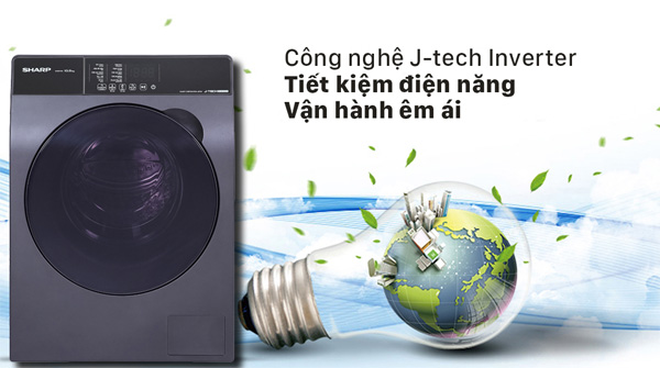  Máy giặt Sharp Inverter 10.5 kg ES-FK1054PV-S (mới 2021)