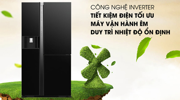 Tủ lạnh Hitachi Inverter 569 lít R-MX800GVGV0(GBK) 3 cánh, kính đen