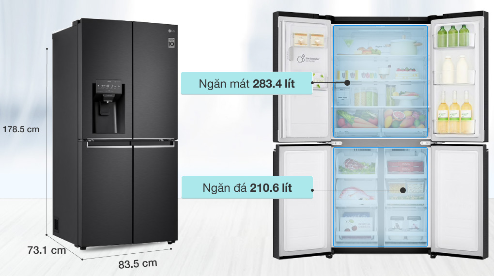 Tủ lạnh LG GR D22MB có dung tích lớn