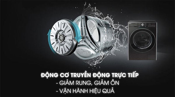 Máy giặt cửa trước LG FV1450S2B sử dụng động cơ truyền động trực tiếp vận hành êm ái