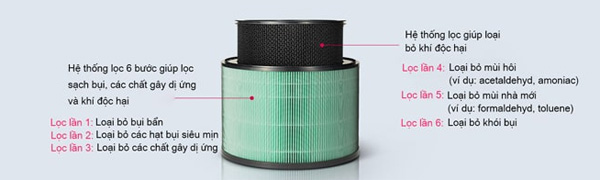 Máy lọc không khí LG PuriCare 1 tầng AS65GDPD0