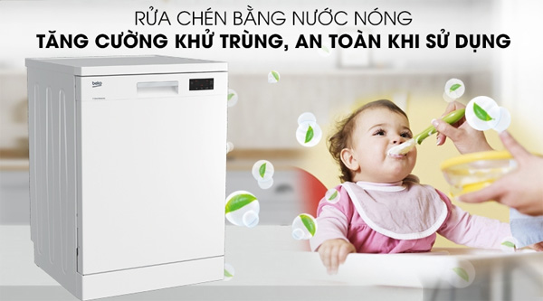 Máy rửa bát độc lập inverter 14 bộ có sấy Beko DFN16410W (6 chương trình rửa)