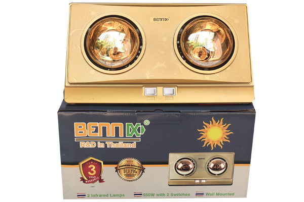 Đèn sưởi nhà tắm Bennix 2 bóng BN-02BG