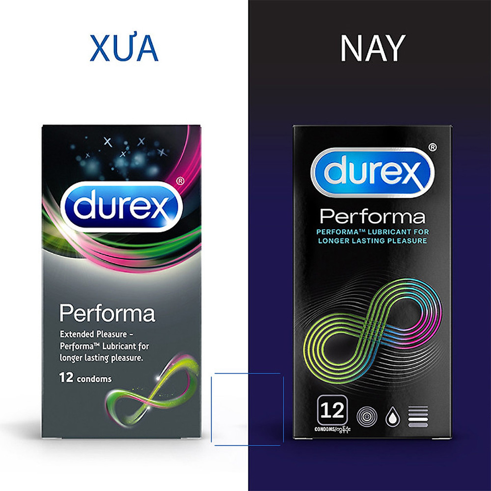 Bao cao su kéo dài thời gian quan hệ Durex Performa (hộp 12 chiếc)